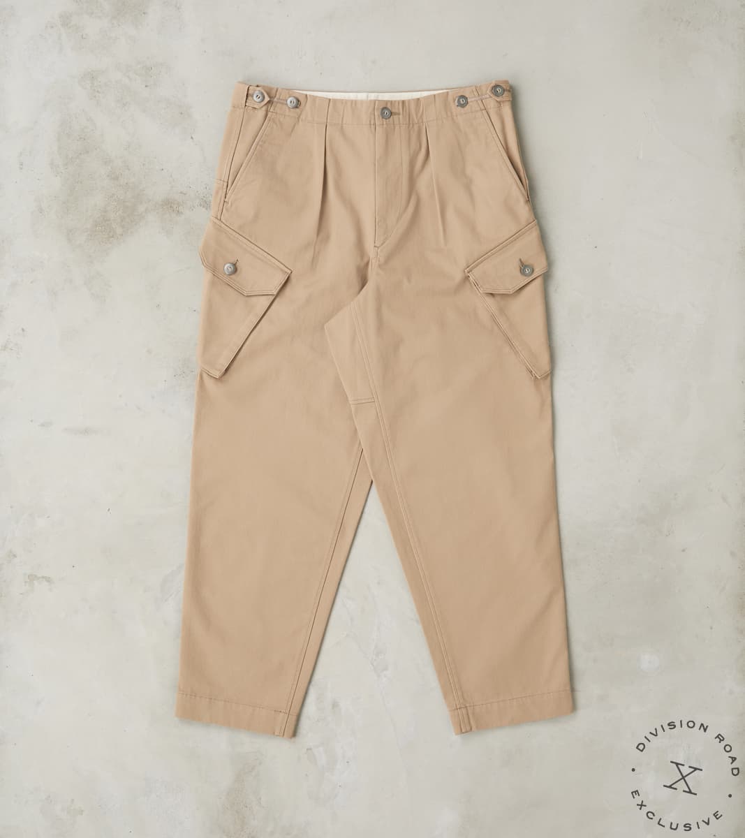 MotivMfg X Division Road Swiss Army Cargo Trousers - Desert Japanese High Density…