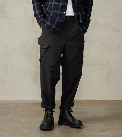 MotivMfg X Division Road Swiss Army Cargo Trousers - Anthracite Optim® Wool Gabar…