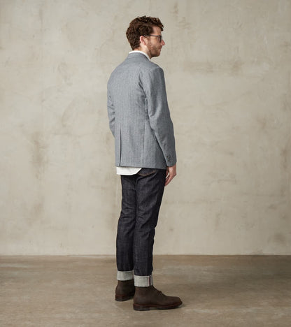 American Sack Jacket - Fox Brothers® Grey Chalk Stripe Herringbone Worsted Flannel