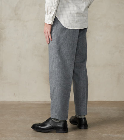 American Dress Trousers - Fox Brothers® Grey Chalk Stripe Herringbone Worsted Flannel