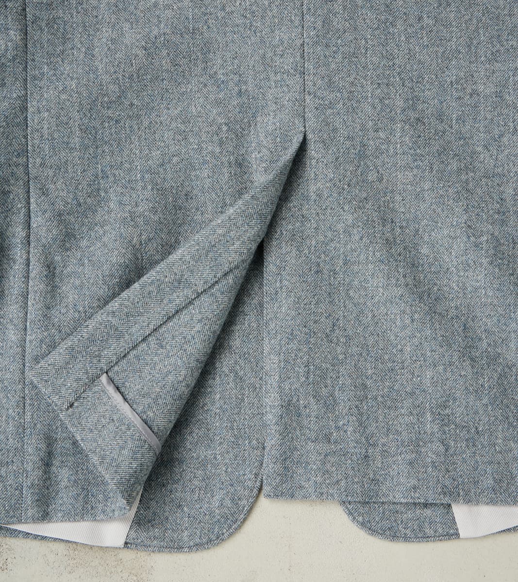 American Sack Jacket - Fox Brothers® Grey Chalk Stripe Herringbone Worsted Flannel