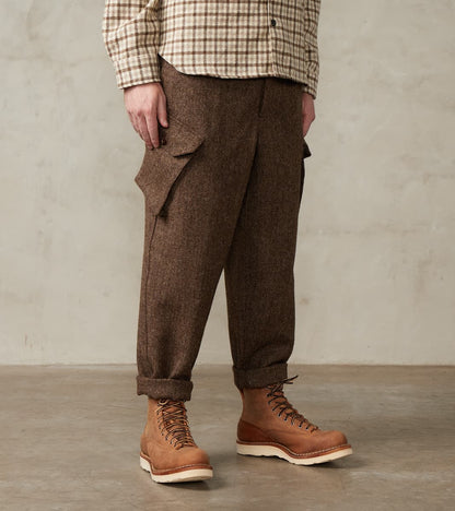 Swiss Army Cargo Trousers - Marling & Evans® Natural Undyed Herringbone Twill
