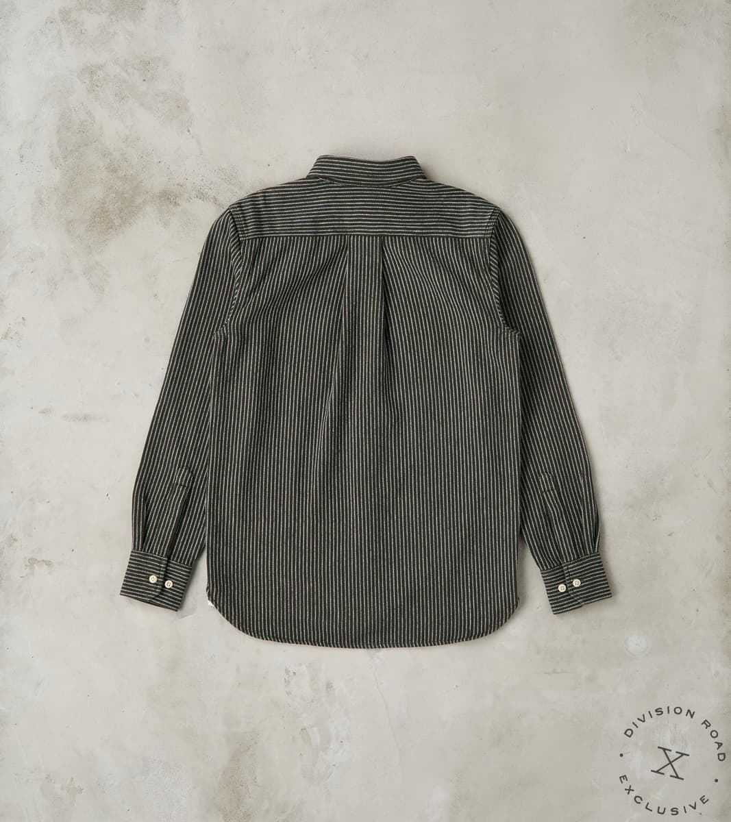 No.248 DR Field Pocket Utility Shirt - Handwoven Selvedge 10oz Twill Dobby Weave Denim - Olive Indigo Stripe
