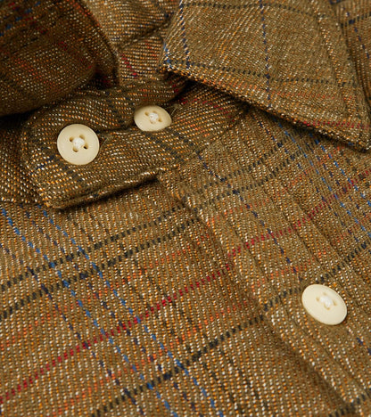 No.248 DR Field Pocket Utility Shirt - Handwoven Selvedge Two Ply Flecked Weave Tweed - Brown Check