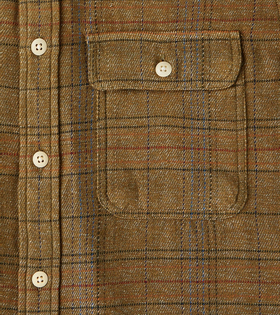No.248 DR Field Pocket Utility Shirt - Handwoven Selvedge Two Ply Flecked Weave Tweed - Brown Check