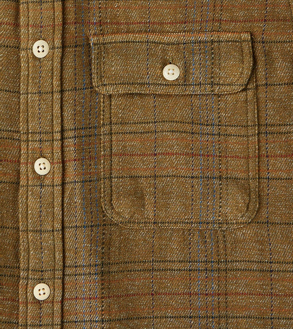 No.248 DR Field Pocket Utility Shirt - Handwoven Selvedge Two Ply Flecked Weave Tweed - Brown Check