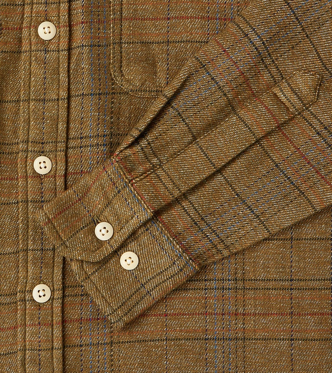 No.248 DR Field Pocket Utility Shirt - Handwoven Selvedge Two Ply Flecked Weave Tweed - Brown Check