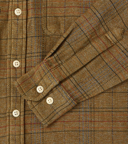 No.248 DR Field Pocket Utility Shirt - Handwoven Selvedge Two Ply Flecked Weave Tweed - Brown Check