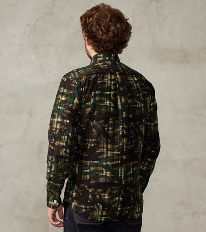 No.248 DR Field Pocket Utility Shirt - Handwoven Selvedge Stout Weave Madras - Olive Batik Camo Check