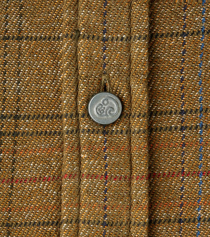No.248 DR Field Pocket Utility Shirt - Handwoven Selvedge Two Ply Flecked Weave Tweed - Brown Check