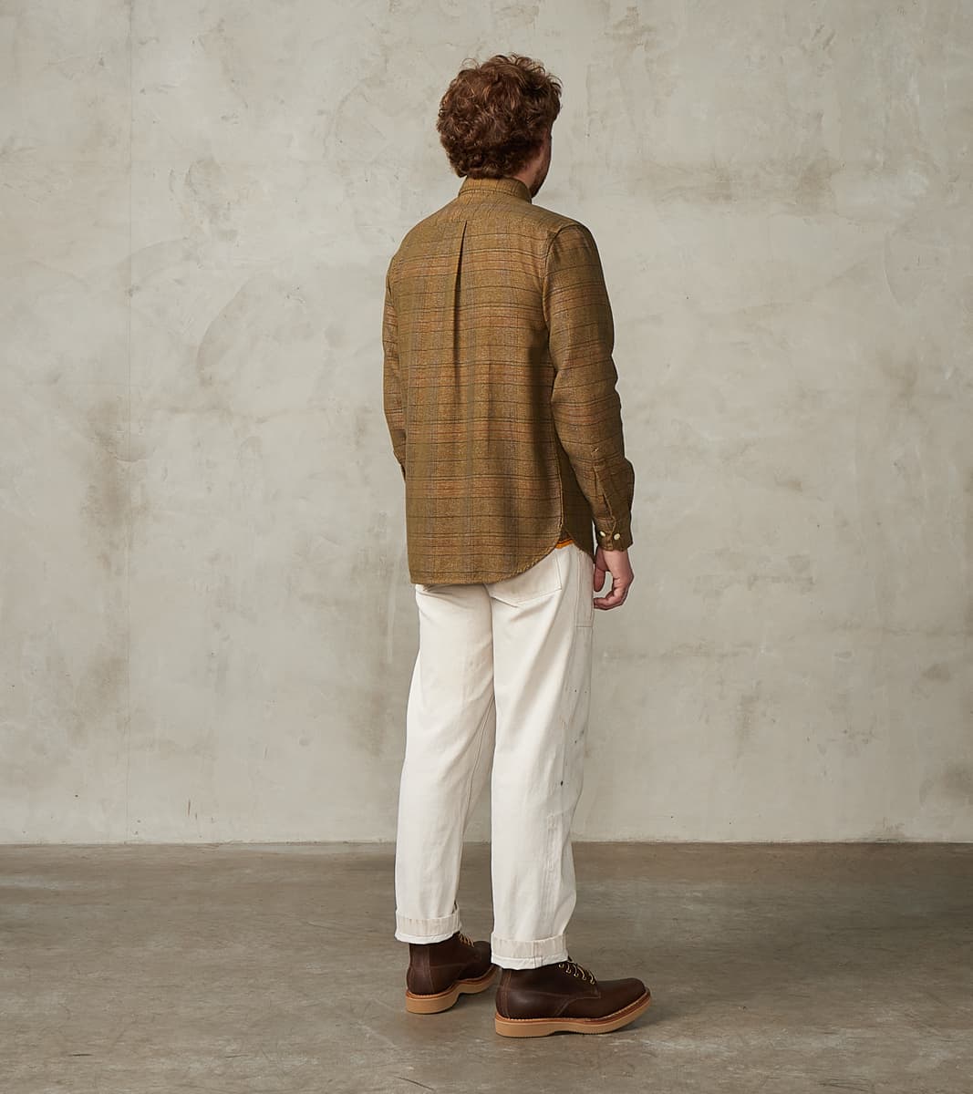 No.248 DR Field Pocket Utility Shirt - Handwoven Selvedge Two Ply Flecked Weave Tweed - Brown Check