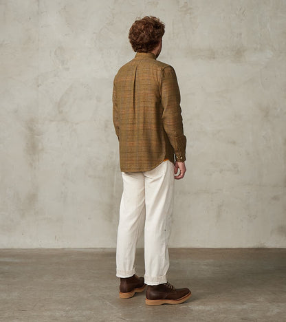 No.248 DR Field Pocket Utility Shirt - Handwoven Selvedge Two Ply Flecked Weave Tweed - Brown Check