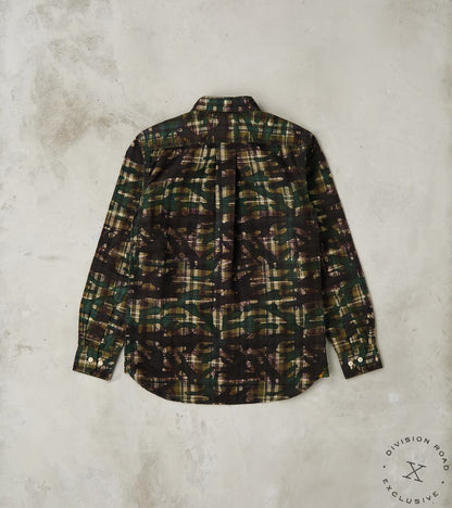 No.248 DR Field Pocket Utility Shirt - Handwoven Selvedge Stout Weave Madras - Olive Batik Camo Check