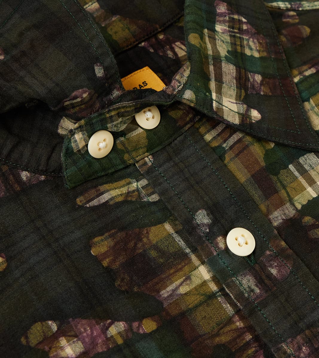 No.248 DR Field Pocket Utility Shirt - Handwoven Selvedge Stout Weave Madras - Olive Batik Camo Check