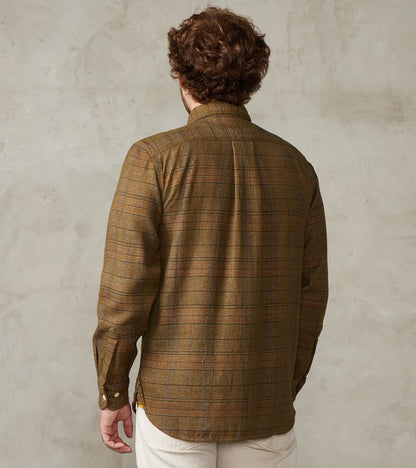 No.248 DR Field Pocket Utility Shirt - Handwoven Selvedge Two Ply Flecked Weave Tweed - Brown Check