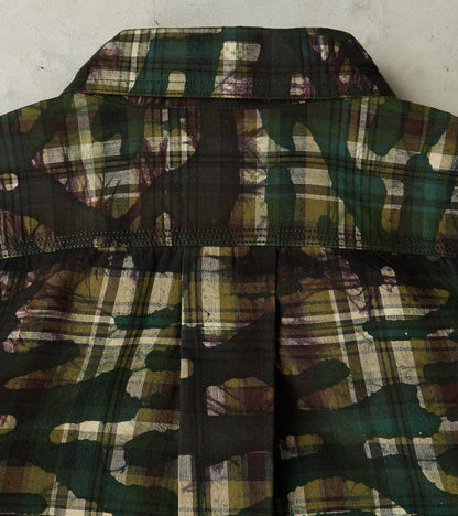 No.248 DR Field Pocket Utility Shirt - Handwoven Selvedge Stout Weave Madras - Olive Batik Camo Check