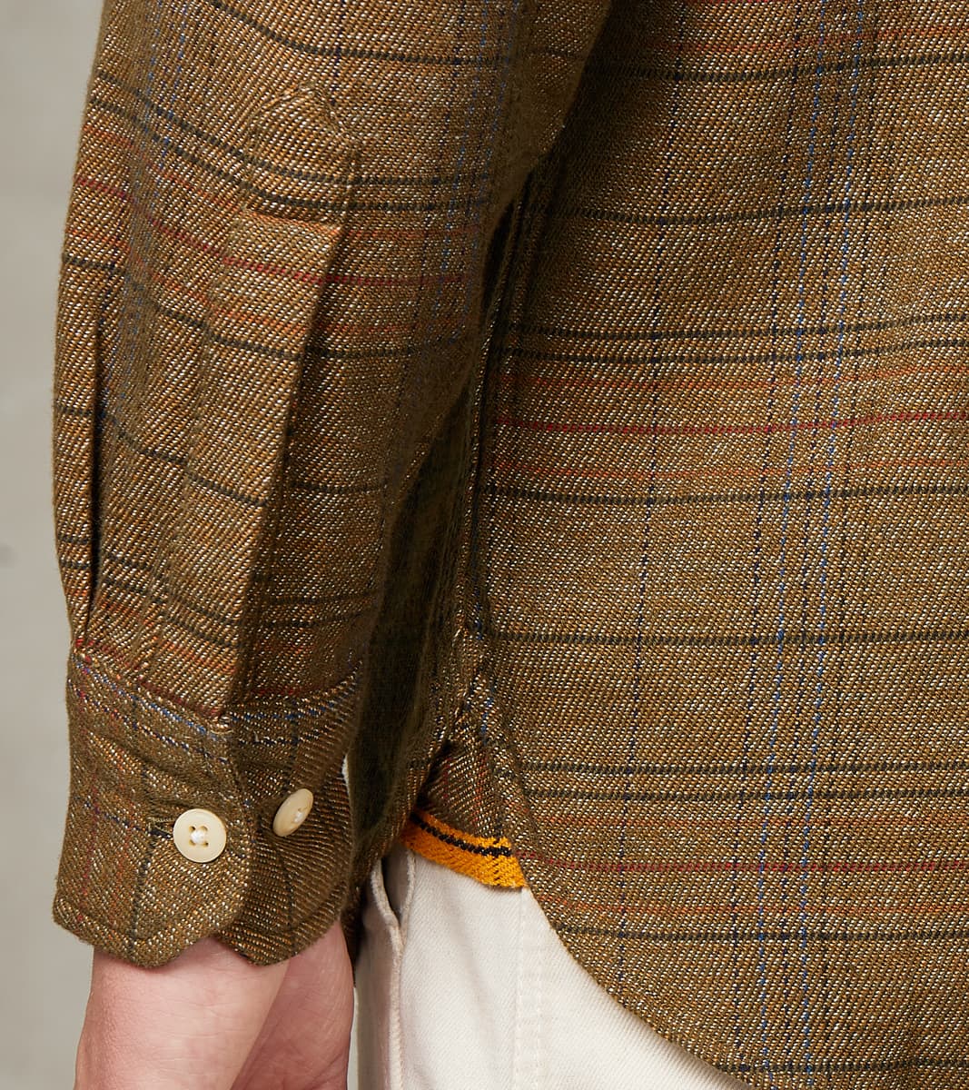 No.248 DR Field Pocket Utility Shirt - Handwoven Selvedge Two Ply Flecked Weave Tweed - Brown Check