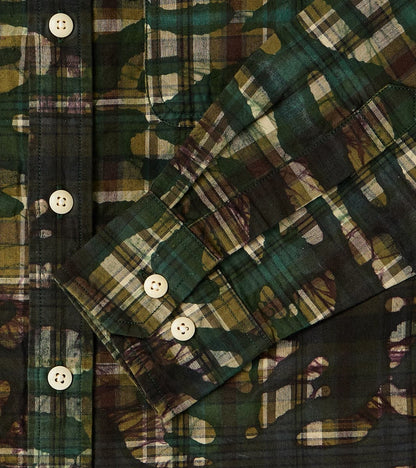 No.248 DR Field Pocket Utility Shirt - Handwoven Selvedge Stout Weave Madras - Olive Batik Camo Check