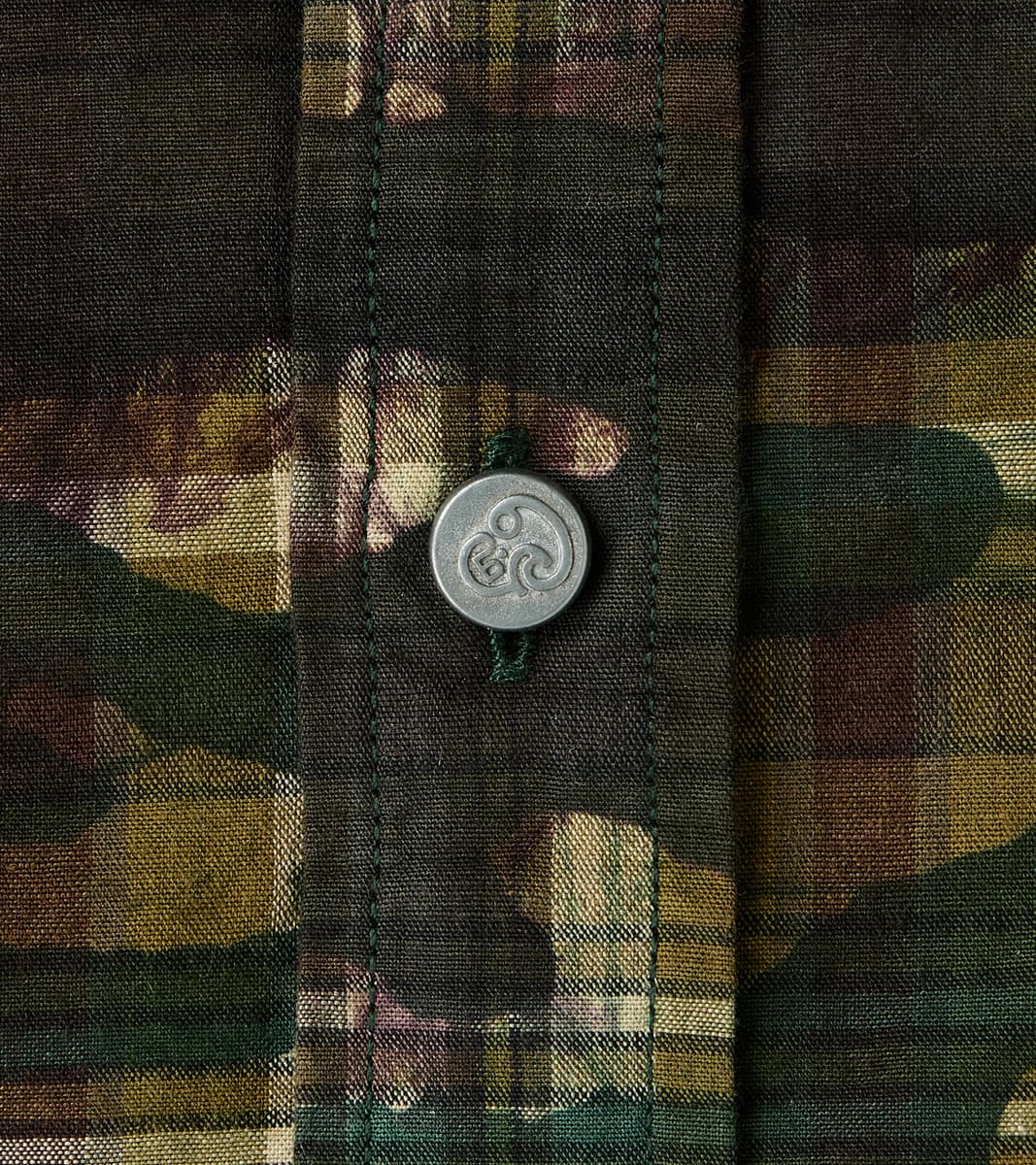 No.248 DR Field Pocket Utility Shirt - Handwoven Selvedge Stout Weave Madras - Olive Batik Camo Check