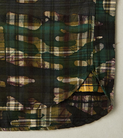 No.248 DR Field Pocket Utility Shirt - Handwoven Selvedge Stout Weave Madras - Olive Batik Camo Check