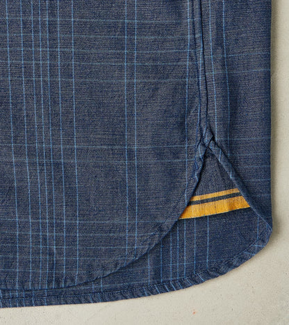 No.5 Classic Button Down - Handwoven Selvedge Stout Weave Chambray - Indigo Check