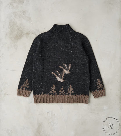 Peruvian Wool Knit Goose Zip Cardigan - Charcoal