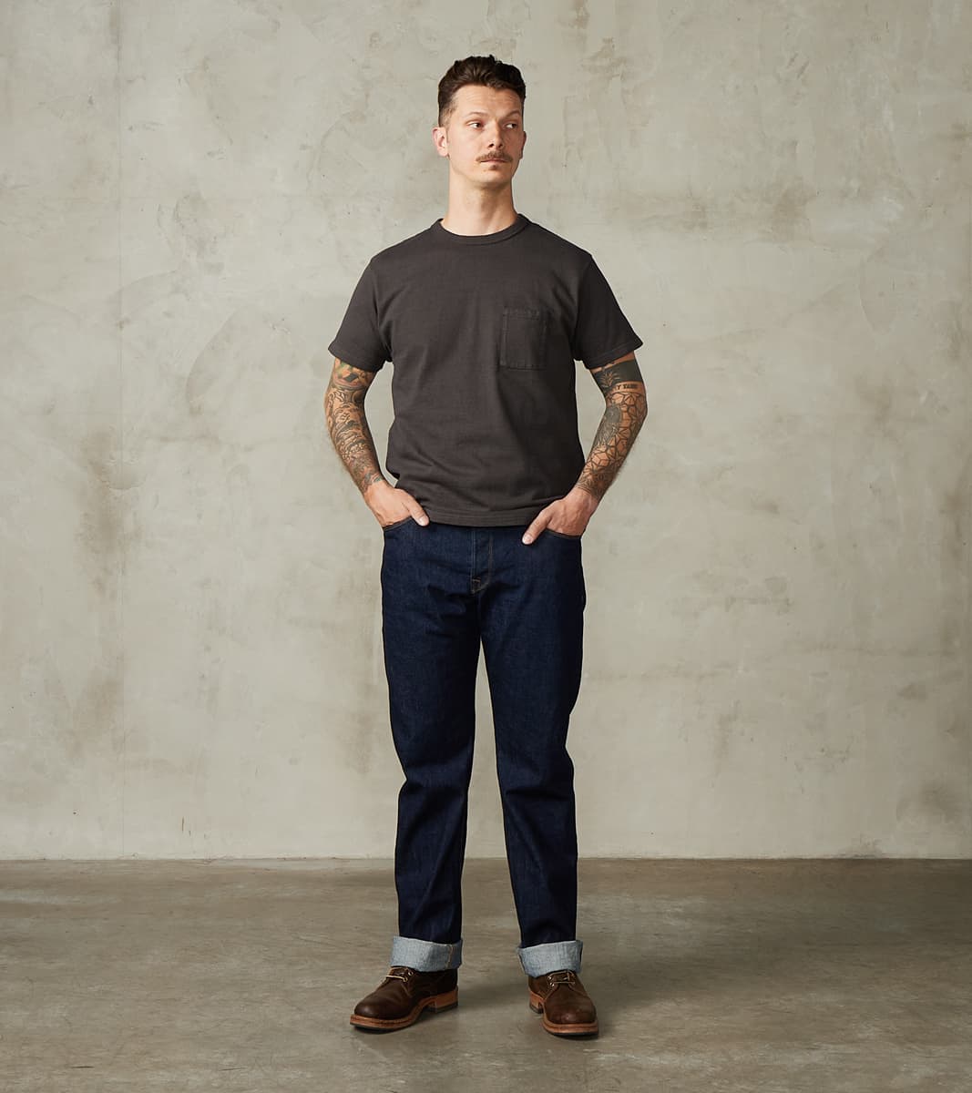 SJST-SC03 Japanese Cotton Short Sleeve Pocket T-Shirt - Kuromame