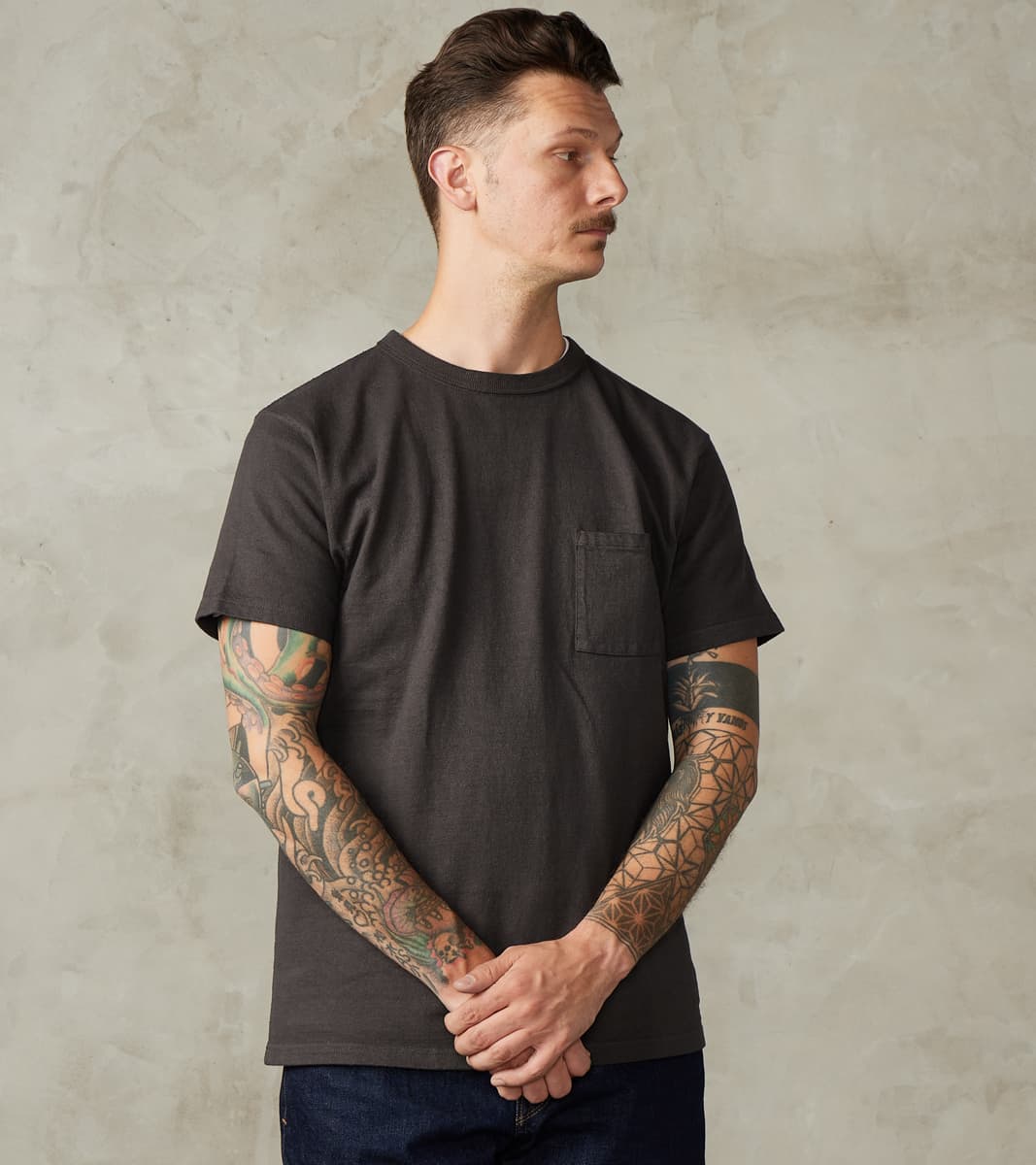 Samurai - SJST-SC03 Japanese Cotton Short Sleeve Pocket T-Shirt - Kuro…