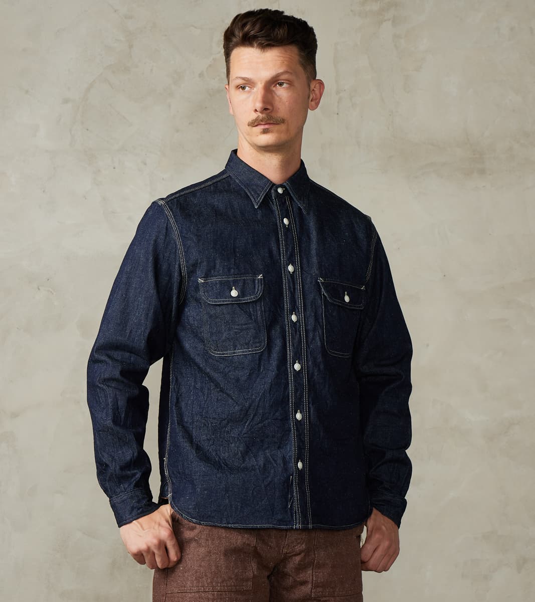 Samurai - SJWS-SC01W 10oz Japanese Samurai Cotton Indigo Denim Work Sh…