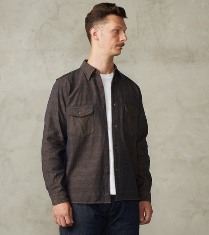 SSS26-KSKW Natural Indigo Dyed Kanoko Aimadara Sashiko Work Shirt