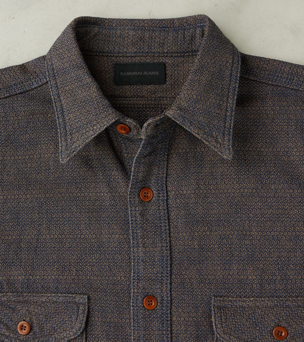 SSS26-KSKW Natural Indigo Dyed Kanoko Aimadara Sashiko Work Shirt
