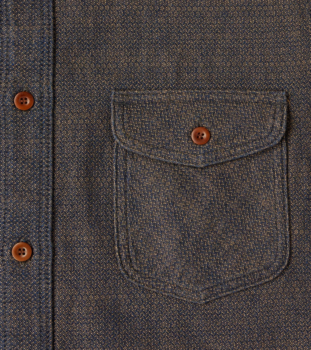 SSS26-KSKW Natural Indigo Dyed Kanoko Aimadara Sashiko Work Shirt