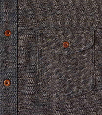 SSS26-KSKW Natural Indigo Dyed Kanoko Aimadara Sashiko Work Shirt
