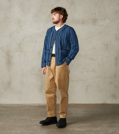 SJCJK25-LNR Indigo Dyed Sashiko Stripe Flannel Baseball Shirt Jacket