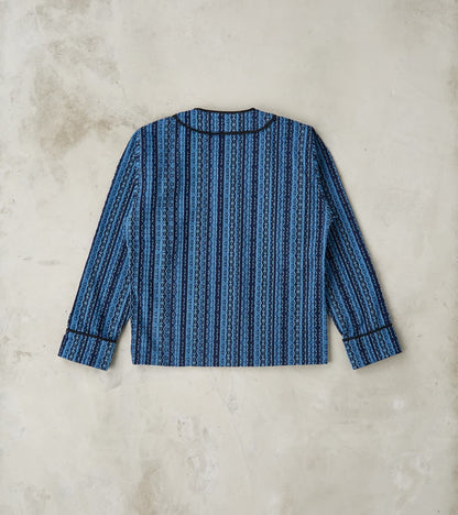 SJCJK25-LNR Indigo Dyed Sashiko Stripe Flannel Baseball Shirt Jacket