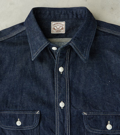 SJWS-SC01W 10oz Japanese Samurai Cotton Indigo Denim Work Shirt