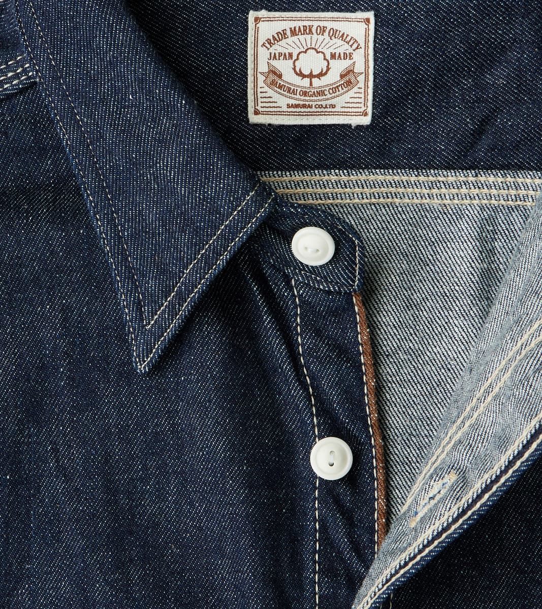 SJWS-SC01W 10oz Japanese Samurai Cotton Indigo Denim Work Shirt