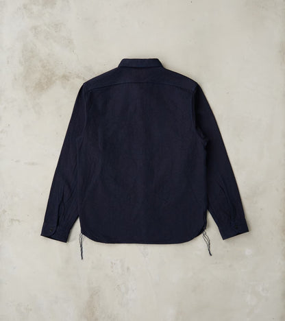 SSS25-01W Indigo Dyed Snake Jacquard Work Shirt