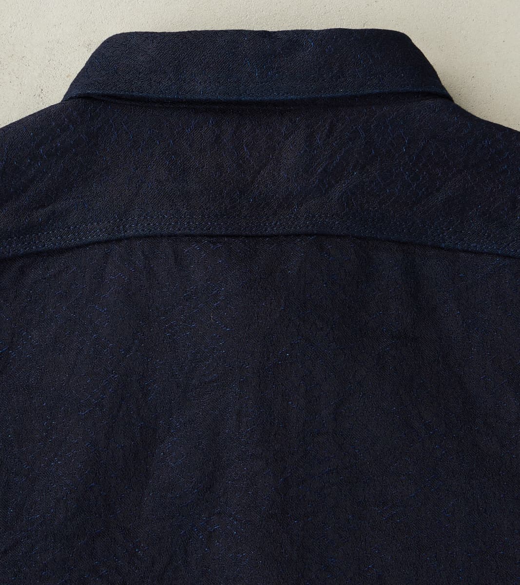 SSS25-01W Indigo Dyed Snake Jacquard Work Shirt