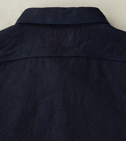 SSS25-01W Indigo Dyed Snake Jacquard Work Shirt