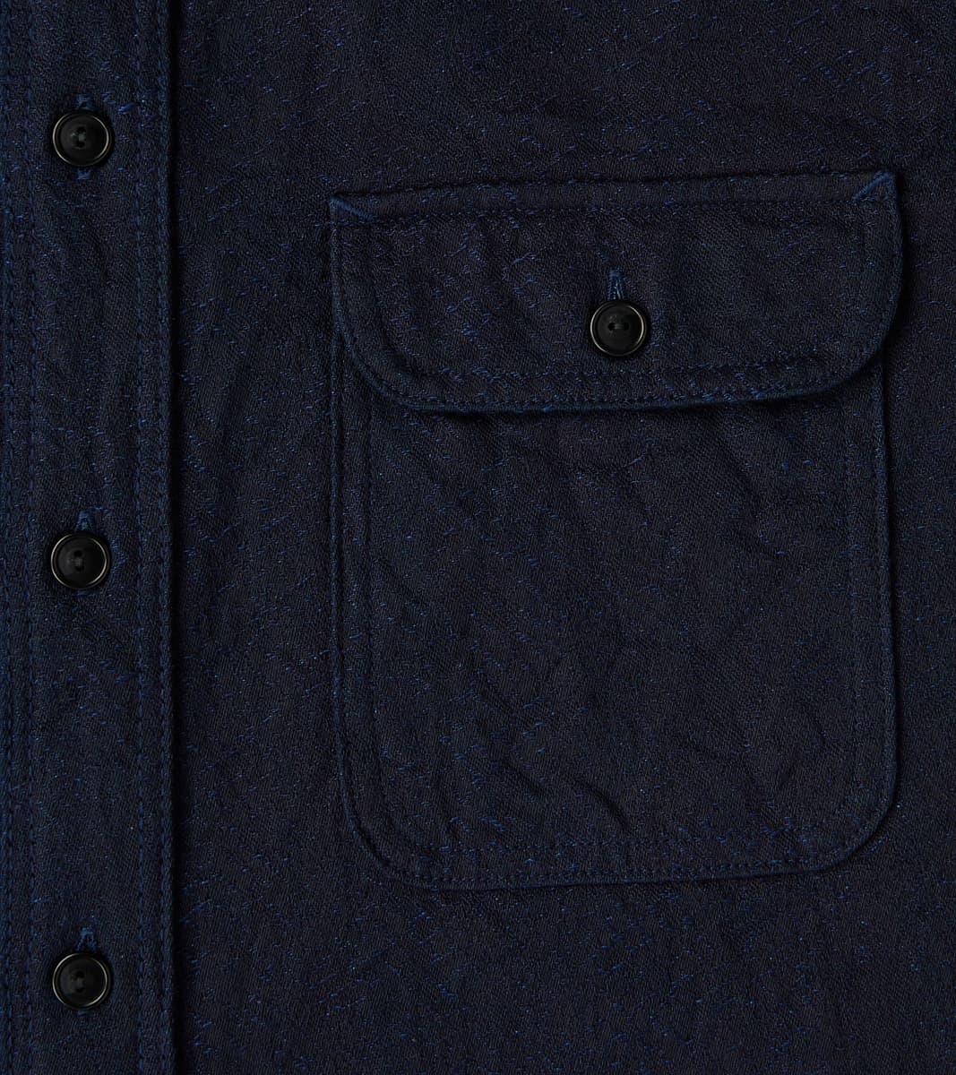 SSS25-01W Indigo Dyed Snake Jacquard Work Shirt