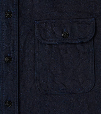 SSS25-01W Indigo Dyed Snake Jacquard Work Shirt