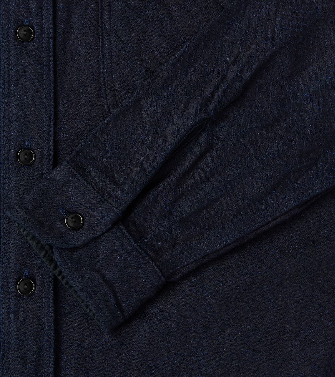 SSS25-01W Indigo Dyed Snake Jacquard Work Shirt