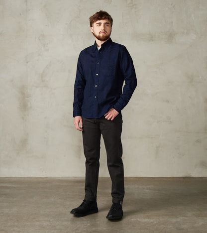 SSS26-01W Indigo Dyed Sengen Jacquard Work Shirt