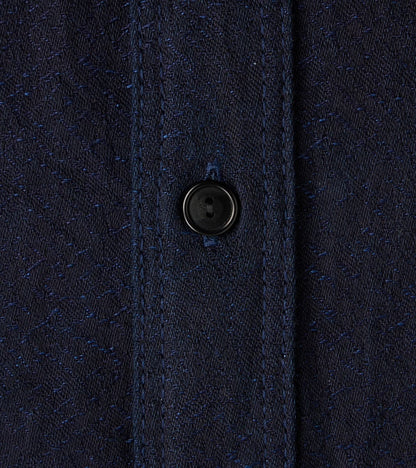 SSS25-01W Indigo Dyed Snake Jacquard Work Shirt