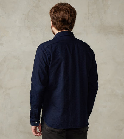 SSS26-01W Indigo Dyed Sengen Jacquard Work Shirt