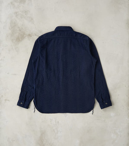 SSS26-01W Indigo Dyed Sengen Jacquard Work Shirt