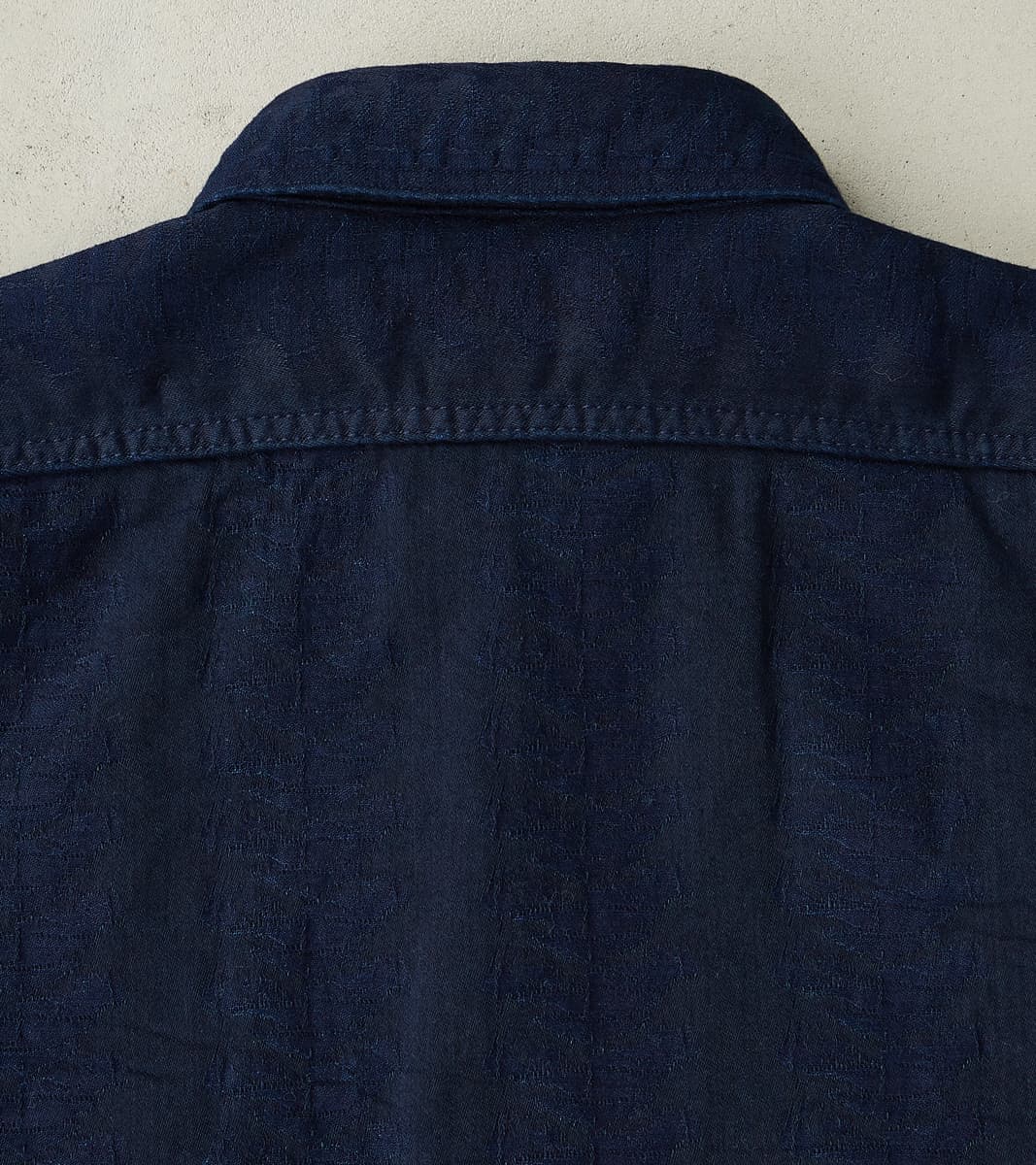 SSS26-01W Indigo Dyed Sengen Jacquard Work Shirt