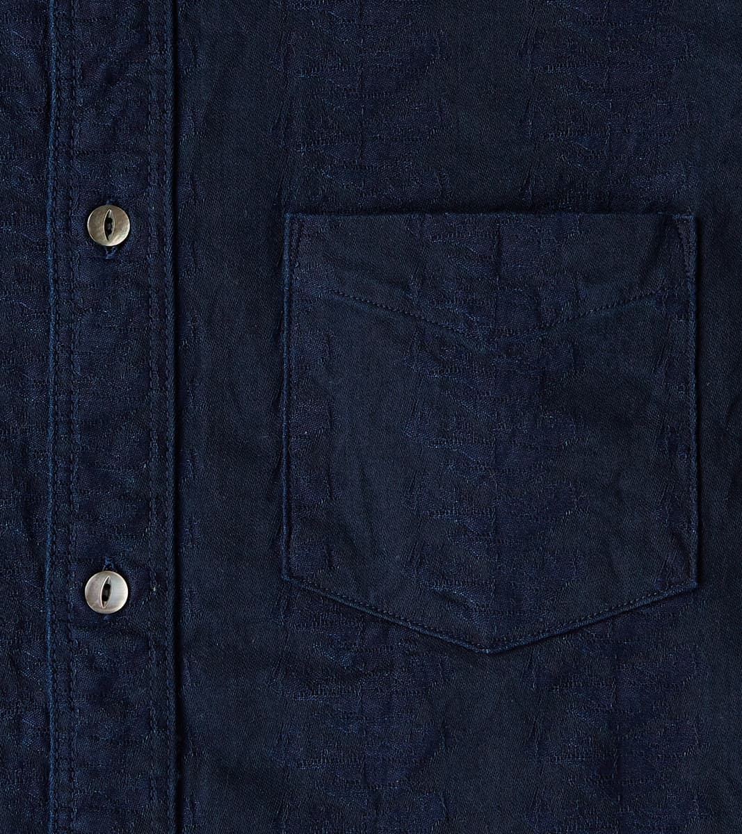 SSS26-01W Indigo Dyed Sengen Jacquard Work Shirt