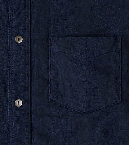 SSS26-01W Indigo Dyed Sengen Jacquard Work Shirt